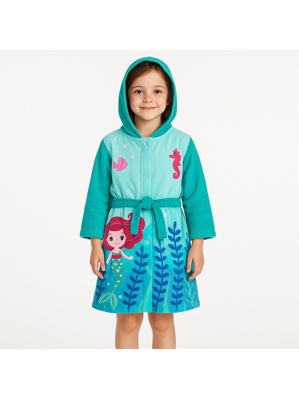 Sainteve Swim Mermaid Swim Cover-Up Hoodie Robe Size M 7/8 Komar Kids100% Cotton